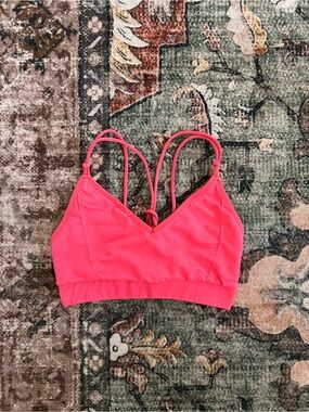 Fabletics Neon Pink Strappy Sports Bra